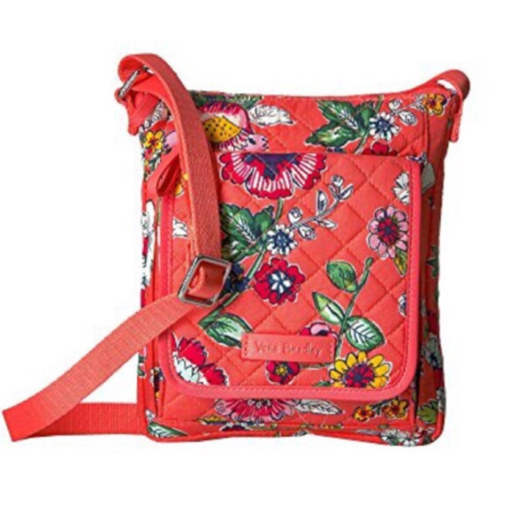 Vera Bradley Red Crossbody Bag with Quilted Floral Design EUC